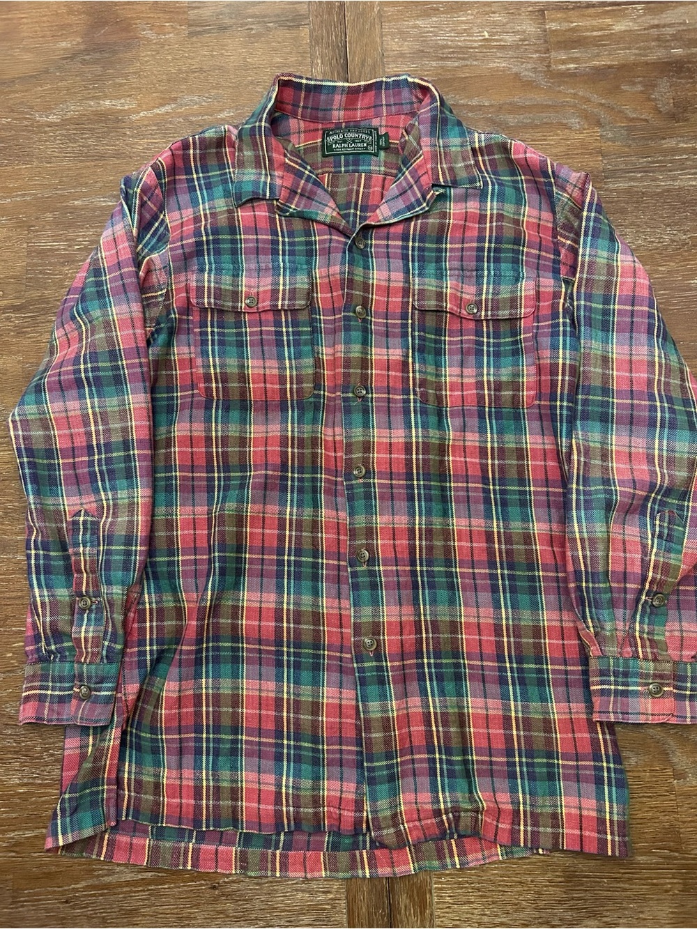 Vintage Polo Country Ralph Lauren Men’s M Loop Collar Camp Plaid Flannel